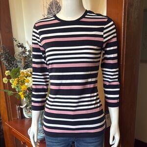 NWT chaps size small Striped Women's Top - Black, White, and Pink